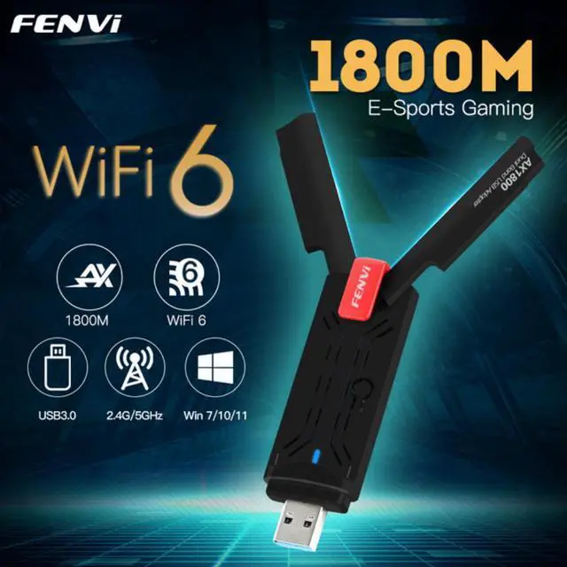 Main image of Fenvi WiFi 6 USB Adapter Dual Band AX1800 2.4G/5GHz Wireless Wi-Fi Dongle Network Card USB 3.0 WiFi6 Adapter For Windows 7/10/11