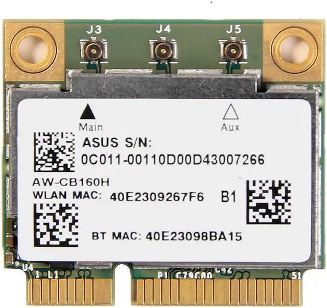 Alt view image 2 of 3 - AzureWave AW-CB160H Broadcom BCM94360HMB 802.11AC 1300Mbps Wireless WIFI WLAN Bluetooth 4.0 Mini PCI-E Card + 20cm MHF4 Antennas