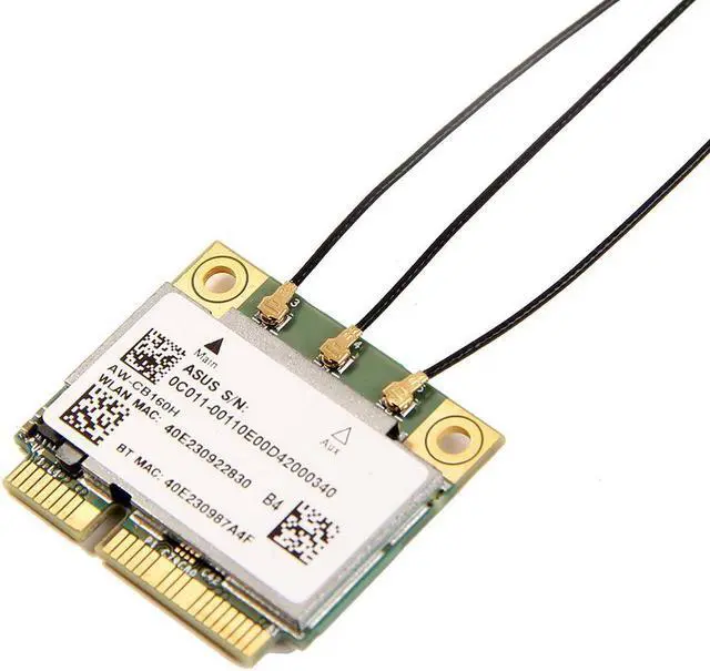 Alt view image 3 of 3 - AzureWave AW-CB160H Broadcom BCM94360HMB 802.11AC 1300Mbps Wireless WIFI WLAN Bluetooth 4.0 Mini PCI-E Card + 20cm MHF4 Antennas
