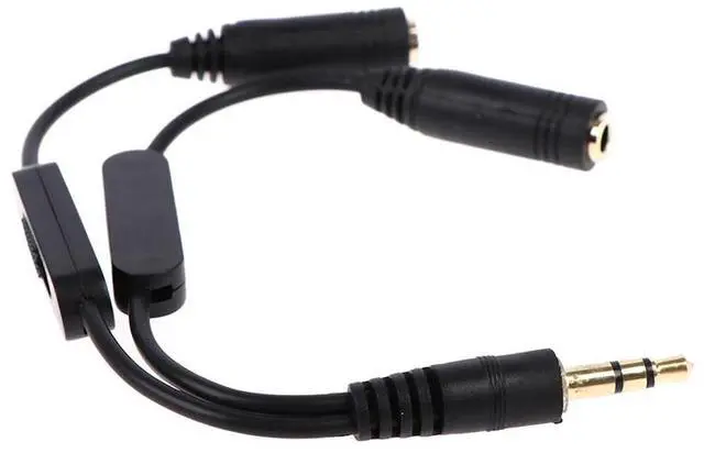 Alt view image 4 of 4 - 1 in 2 Out 3.5mm Stereo Male to Double Mono 3.5 mm Female Audio Headphone Y Splitter Cable With Volume Switch Black