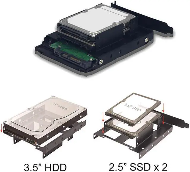 Alt view image 6 of 7 - Metal Dual 2.5" To 3.5" Hard Drive Bay Mounting Bracket - 2 X 2.5" To 3.5" HDD / SSD Mounting Bracket
