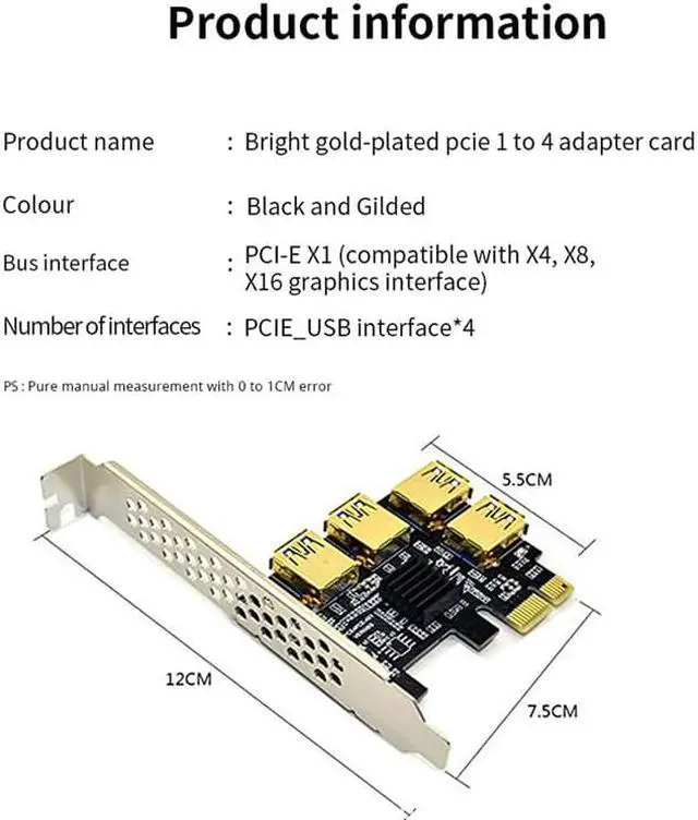 Alt view image 2 of 4 - Pci Express Multiplier Pcie 1X to 4 USB 3.0 Expansion Card Pcie 1 to 4 Hub Riser Pci Express X16 for BTC Mining