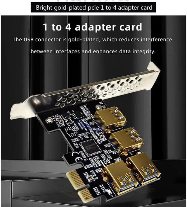 Alt view image 4 of 4 - Pci Express Multiplier Pcie 1X to 4 USB 3.0 Expansion Card Pcie 1 to 4 Hub Riser Pci Express X16 for BTC Mining