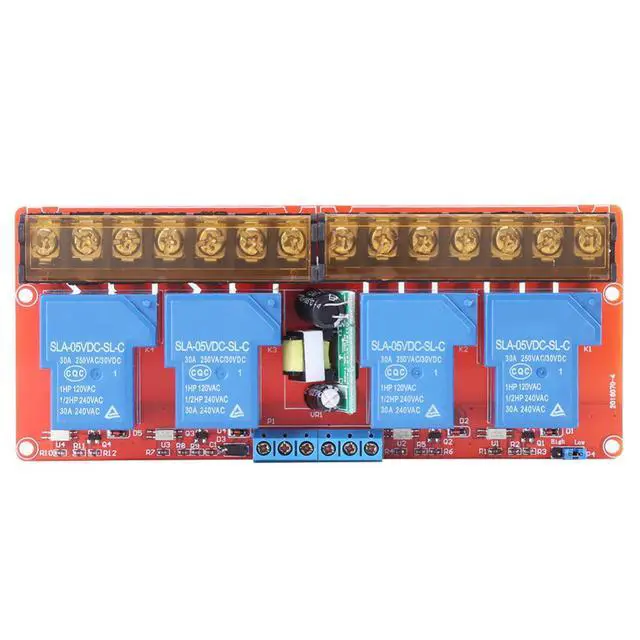 Alt view image 2 of 3 - AC 100-250V 30A 4 Channel Relay High Low Level Trigger Module Solid State Relay Module Board High/Low Level Trigger Relay