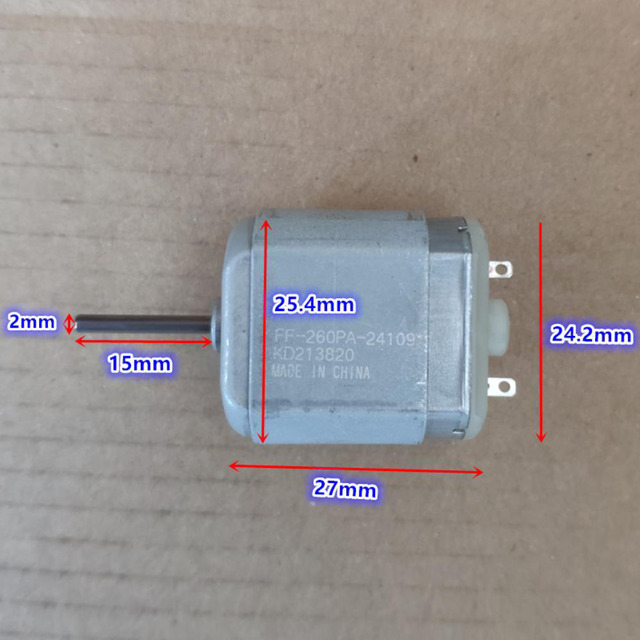 Mabuchi FF-260PA-24109 DC Motor - 3V-3.6V, 6065RPM, 24mm, Large Torque, 2mm Shaft