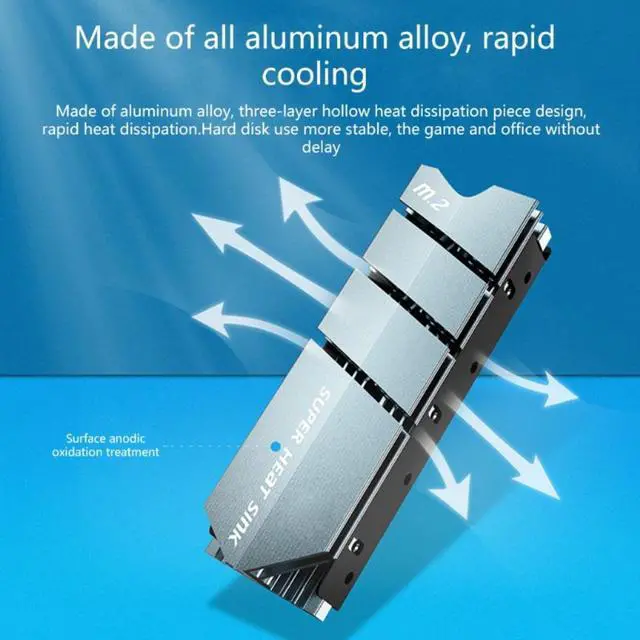 Alt view image 3 of 7 - 1Set M.2 SSD NVMe NGFF Heat Sink Aluminum Heatsink with Thermal Pad for M2 2280 SSD Hard Disk Desktop PC Cooler