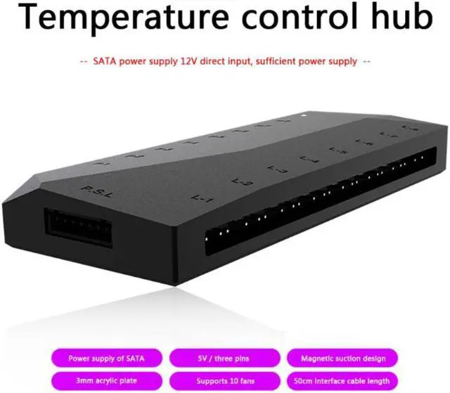 Alt view image 2 of 4 - SATA Powered Splitter Hub Fan Controller 5V 3 Pin ARGB PWM PC COOLING HA-02 Office Caring Computer Supplies
