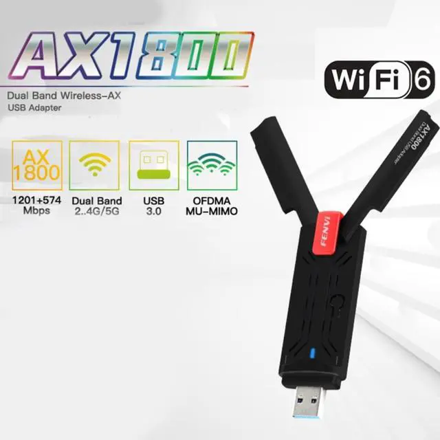 Alt view image 3 of 4 - WiFi 6 USB Adapter Dual Band AX1800 2.4G/5GHz Wireless Wi-Fi Dongle Lan Ethernet Network Card USB 3.0 WiFi6 For Windows