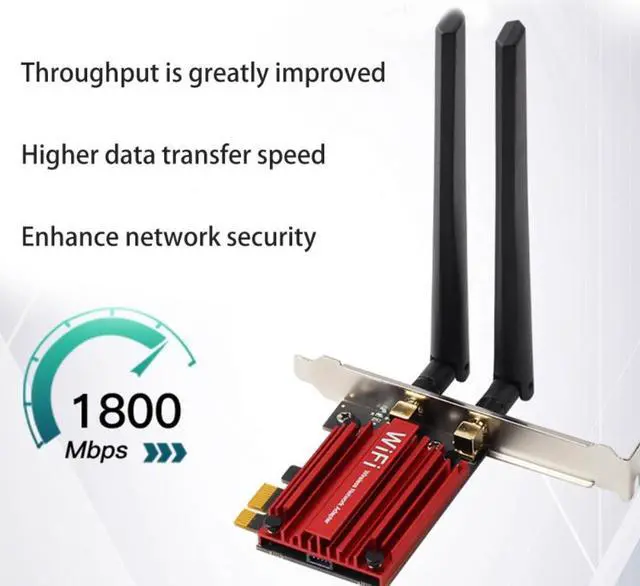 Alt view image 2 of 4 - AX1800S WIFI6 Desktop PCI-E Gigabit Wireless Network Card 1800Mbps Dual Band 2.4G 5G Receiver Bluetooth-compatible 5.2
