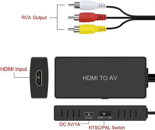 Alt view image 4 of 4 - HDMI-COMPatible to AV Converter Supports Pal/Ntsc Compatible Fire Stick, for Apple TV, DVD, Blu-Ray Player