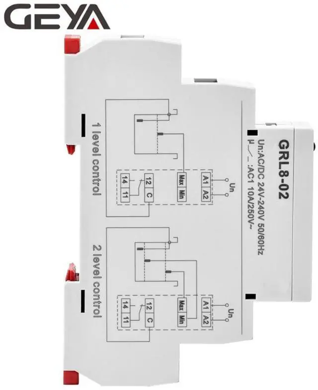 Alt view image 4 of 4 - GEYA GRL8-02 Liquid Control Relay Level Control Relay 10A ACDC24V-240V Wide Range Voltage Water Pump Relay