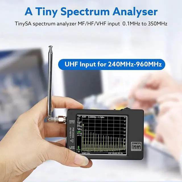 Alt view image 4 of 4 - Portable TinySA Spectrum Analyzer,Upgraded V0.3.1 Handheld Tiny Frequency Analyzer 100KHz to 960MHz MF/HF