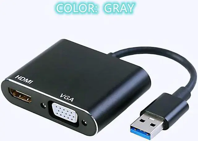 Alt view image 2 of 2 - Usb2.0 to hdmi-compatible vga 1080p adapter video audio converter for mac os windows 7/8/10 pc tv hdtv projecto