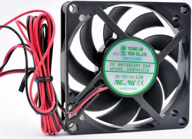 Alt view image 2 of 4 - DFB701512H 7cm 70mm fan 70x70x15mm DC12V 4.2w 2 wires 2 balls Cooling fan with large air volume for chassis power supply