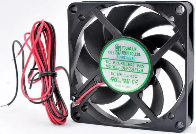 Alt view image 3 of 4 - DFB701512H 7cm 70mm fan 70x70x15mm DC12V 4.2w 2 wires 2 balls Cooling fan with large air volume for chassis power supply