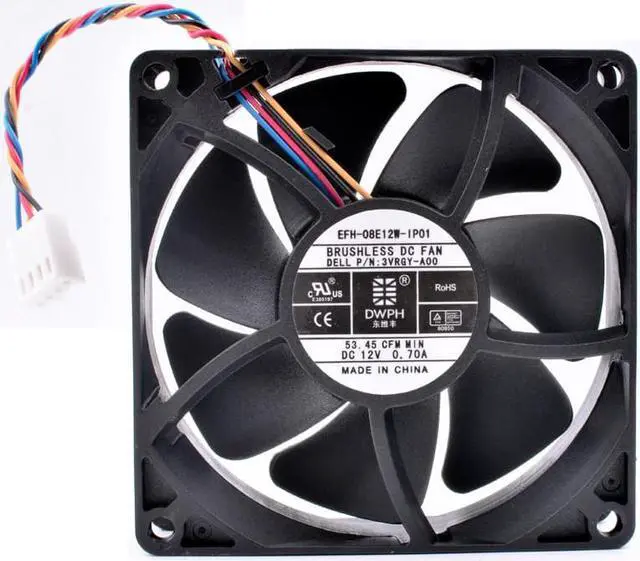 Alt view image 3 of 3 - EFH-08E12W-IP01 3VRGY-A00 8cm 8025 80mm fan DC12V 0.70A server CPU large air volume cooling fan