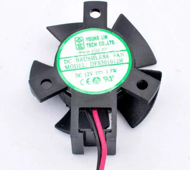 Alt view image 2 of 5 - DFS301012H DC12V 1.5W Diameter 27mm hole pitch 19x19x19mm 2 wires cooling fan for soft router heat sink aluminum LED car lights