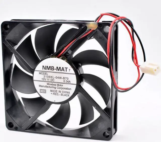 Alt view image 3 of 4 - 3106KL-04W-B70 8cm 80mm fan 80x80x15mm DC12V 0.34A 4200rpm 2 wires 2pin double ball bearings large air volume cooling fan