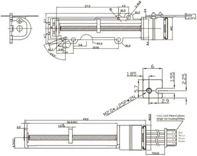 Alt view image 5 of 5 - Micro 2-phase 4-wire 10MM Stepper Motor 34mm Linear Actuator Precision Long Linear Screw Slider Nut Forward&Backward Motion