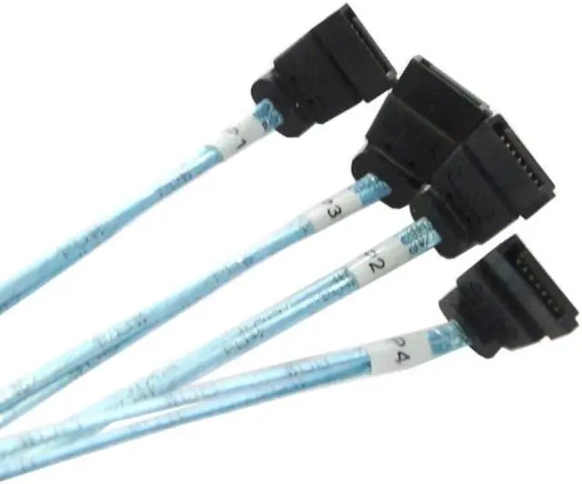 Alt view image 2 of 4 - 80cm Mini SAS 4i SFF-8087 36 Pin Host to Reverse 270 Degree Angled 4 SATA 7Pin Target HDD Hard Drive Splitter Cable 10Gbps