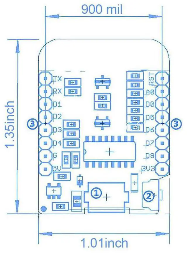 Alt view image 2 of 5 - 3 Pcs ESP8266 ESP-12F D1 Mini Modules 4M Bytes WLAN Wifi Internet Development Board For Arduino, Wemos D1 Mini Nodemcu