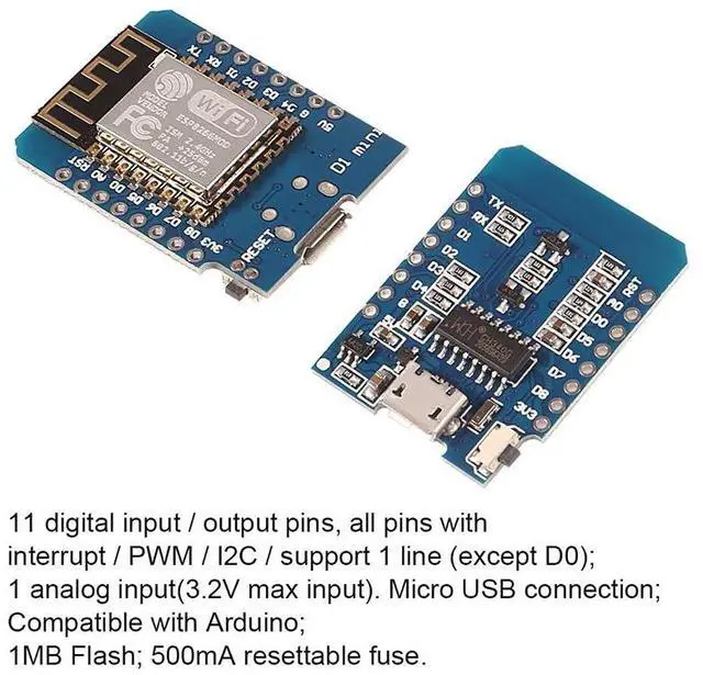 Alt view image 3 of 5 - 3 Pcs ESP8266 ESP-12F D1 Mini Modules 4M Bytes WLAN Wifi Internet Development Board For Arduino, Wemos D1 Mini Nodemcu