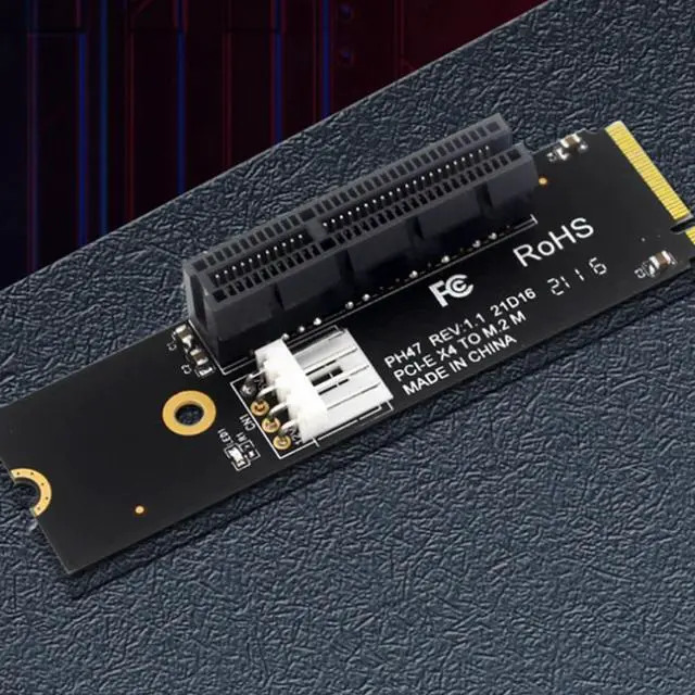 Alt view image 5 of 6 - NGFF M.2 to PCI-E 4X Riser Card M2 M Key to PCIe X4 Adapter with LED Indicator SATA Power Riser for Bitcoin Miner Mining
