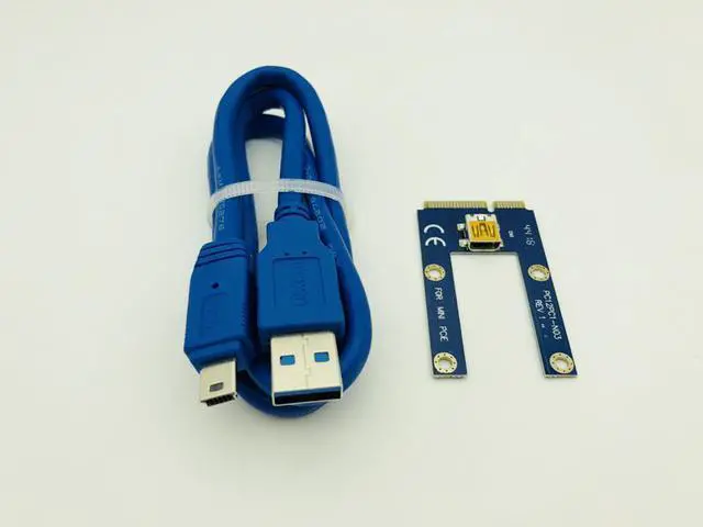 Alt view image 3 of 3 - Mini PCIe PCI-E PCI Express Riser Card to PCIE Extender 16X SATA to 6Pin IDE Molex Power Cable for BTC ETH Litecoin Miner Mining