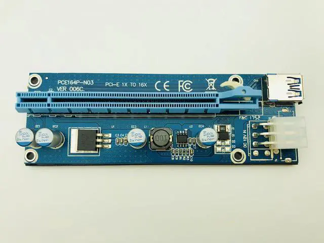 Alt view image 2 of 3 - Mini PCIe PCI-E PCI Express Riser Card to PCIE Extender 16X SATA to 6Pin IDE Molex Power Cable for BTC ETH Litecoin Miner Mining
