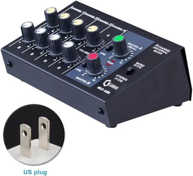 Alt view image 2 of 3 - Mixing Console 8 Channel Panel Karaoke Microphone Sound Mixer Digital Adjusting Stereo Us Plug