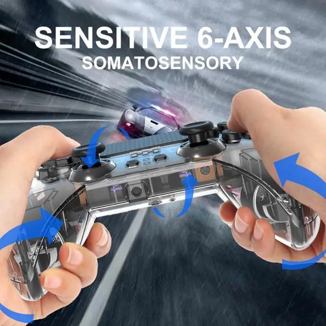 Alt view image 3 of 3 - For PS4 Bluetooth Handle Game Controller With 7-Color Magic Lights Wireless Gamepad For PS4 Pro Slim Transparent