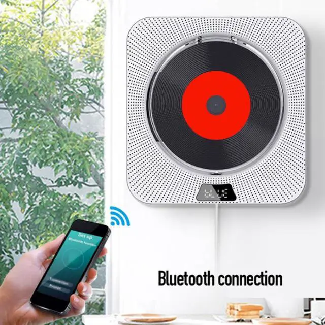 Alt view image 3 of 3 - US Plug Portable CD Player Wall-Mounted Music Player Built-in High-Fidelity Speaker Support CD/USB/TF