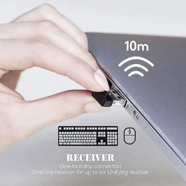 Alt view image 2 of 3 - for Logitech Unifying USB Wireless Receiver USB Dongle Secure 6 Multi-Device 100%