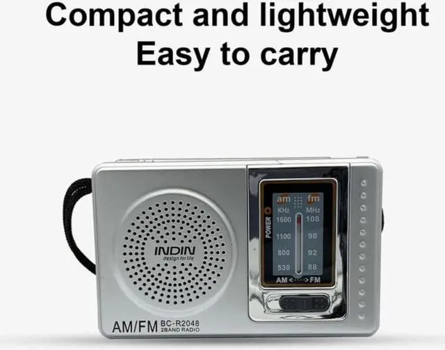 Portable AM/FM Radio Pocket Size 2 Band Radio Player with Telescopic ...