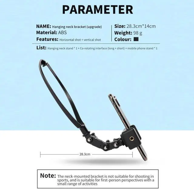 Alt view image 4 of 4 - Phone Neck Holder Mount for Samsung Huawei Xiaomi Iphone Hanging Neck Bracket with Phone Clip Holder