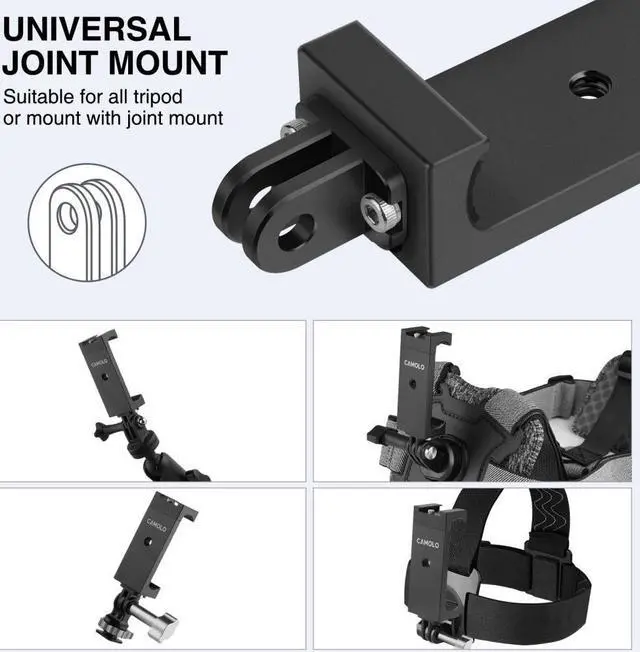 Alt view image 4 of 4 - CAMOLO Universal Phone Clip Mount with Cold Shoe and Joint Mount for Tripod Stabilizer Bracket for HUAWEI iphone Xiaomi Samsung