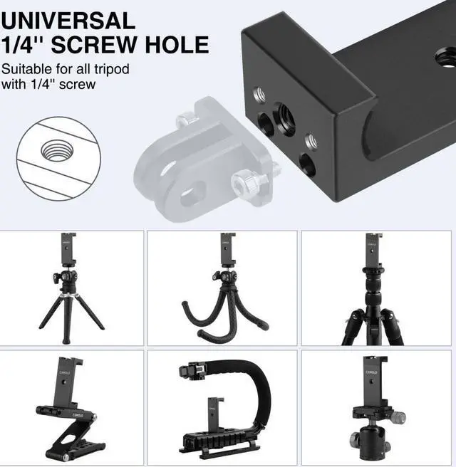 Alt view image 2 of 4 - CAMOLO Universal Phone Clip Mount with Cold Shoe and Joint Mount for Tripod Stabilizer Bracket for HUAWEI iphone Xiaomi Samsung