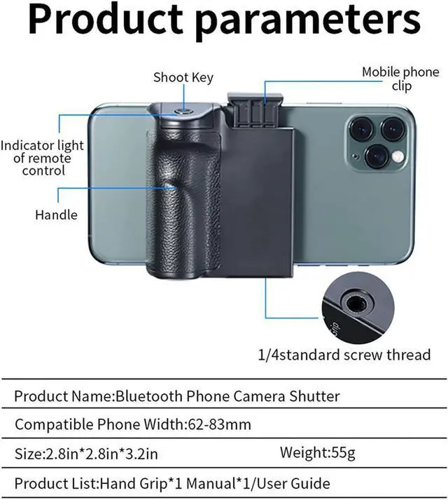 Main image of Universal Bluetooth Wireless Phone Camera Shutter Mobile Phone Clip Holder with Remote Control for Iphone Huawei Xiaomi Samsung