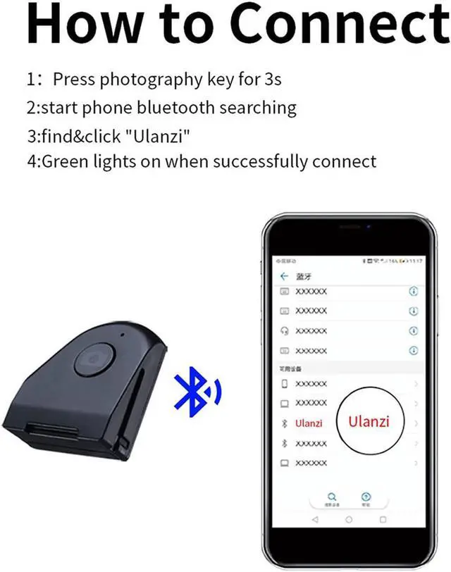 Alt view image 4 of 4 - Universal Bluetooth Wireless Phone Camera Shutter Mobile Phone Clip Holder with Remote Control for Iphone Huawei Xiaomi Samsung
