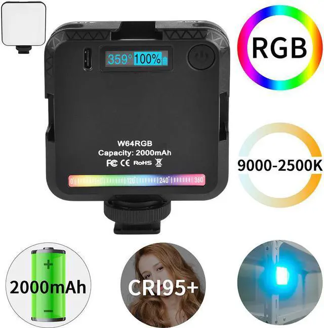 Main image of W64 RGB Photographic Lighting Mini Rgb Led Video Light Atmosphere Lamp Fill Light Lamp Cri95+ 2500K-9000K 20 Lighting