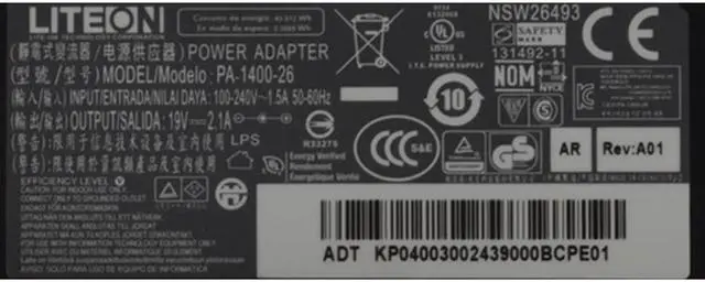 Alt view image 2 of 2 - Liteon PA-1400-26 19V 2.1A AC Power Adapter For ACER ASPIRE ES1-111M-C9VZ S220HQL S190WL G246HL Monitor Laptop Adaptor