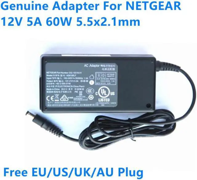 Main image of 12V 5A 60W 5.5x2.1mm AD8180LF ADS-65DI-12-1 12060E Power Supply AC Adaptor For NETGEAR Router Charger Adapter