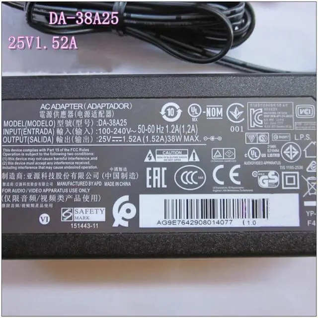 Alt view image 2 of 2 - 25V 1.52A 38W DA-38A25 DYF-2430 AC Adapter For LG EAY64290801 NB3540 NB3730A SJ4 SH4 SH5 SOUND BAR Power Supply Charger