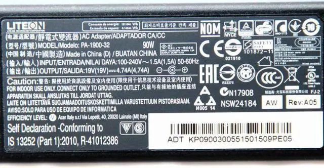 Alt view image 2 of 2 - LITEON PA-1900-32 90W 19V 4.74A AC Adapter For ACER ADP-90MD H A10-090P3A ASPIRE V3 V5-573G Laptop Power Supply Charger