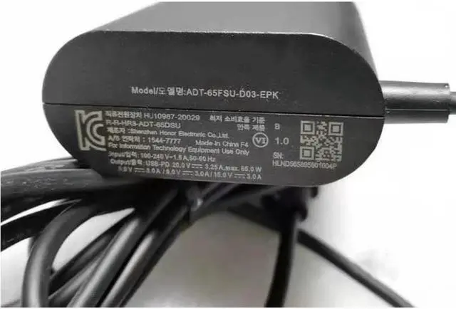 Alt view image 2 of 2 - Laptop AC Adapter Charger For LG Power Supply 65W 20V 3.25A TYPE-C HU10967-20029 R-R-HR3-ADT-65DSU 15V 3A 16Z90P 17Z90P