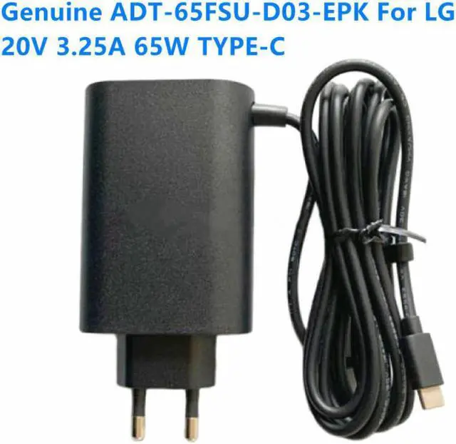 Main image of Laptop AC Adapter Charger For LG Power Supply 65W 20V 3.25A TYPE-C HU10967-20029 R-R-HR3-ADT-65DSU 15V 3A 16Z90P 17Z90P