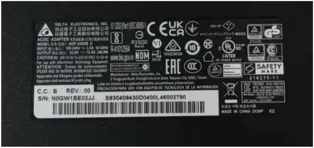 Alt view image 2 of 2 - 20V 12A 240W 4.5x3.0mm DELTA ADP-240EB D Power Supply AC Adapter For MSI Laptop Charger