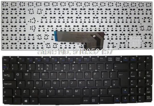 Main image of Laptop Keyboard For CLEVO MP-12C96GB-930W 6037B0103601 United Kingdom UK GB Black NO Frame