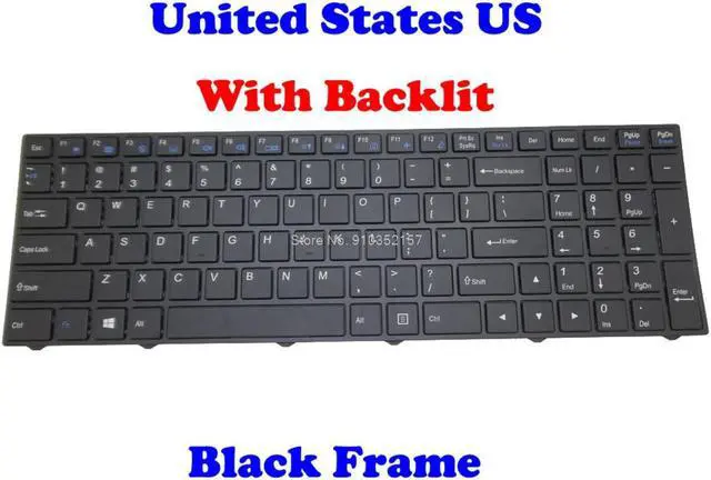Main image of US Backlit Keyboard For CLEVO N250 CVM15F2300J430M 6-80-N85H3-191-1 English N350DV N350DW N550RN N650DU N751BU N750WG N750WU