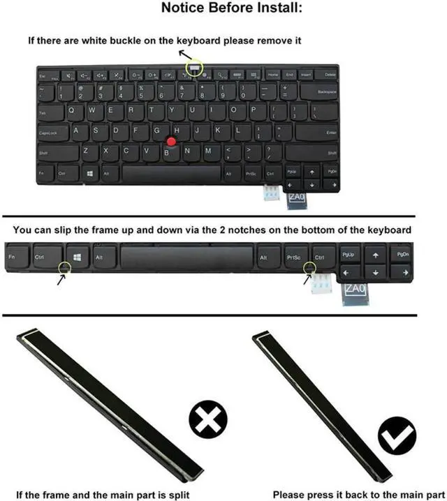 Alt view image 3 of 4 - PANSI Laptop Replacement Keyboard for Lenovo ThinkPad T460s T470s Laptop No Backlight 6 Fixing Screws